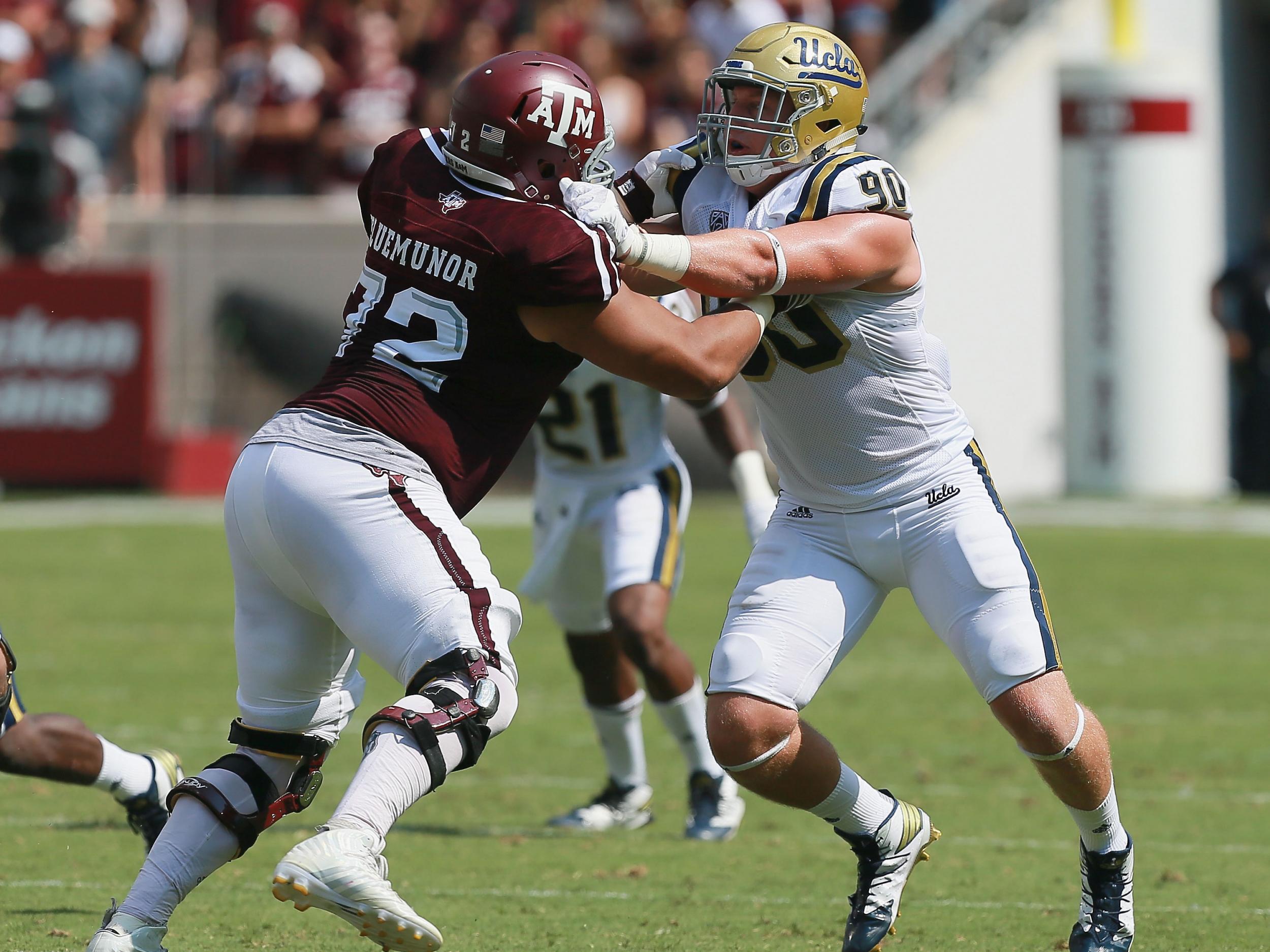 Londoner Jermaine Eluemunor in action for Texas A&M
